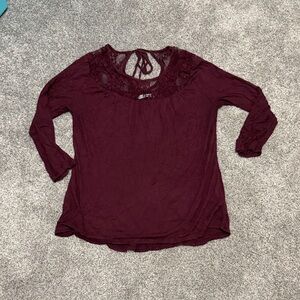 Maurices Deep Red Lace Detail Blouse